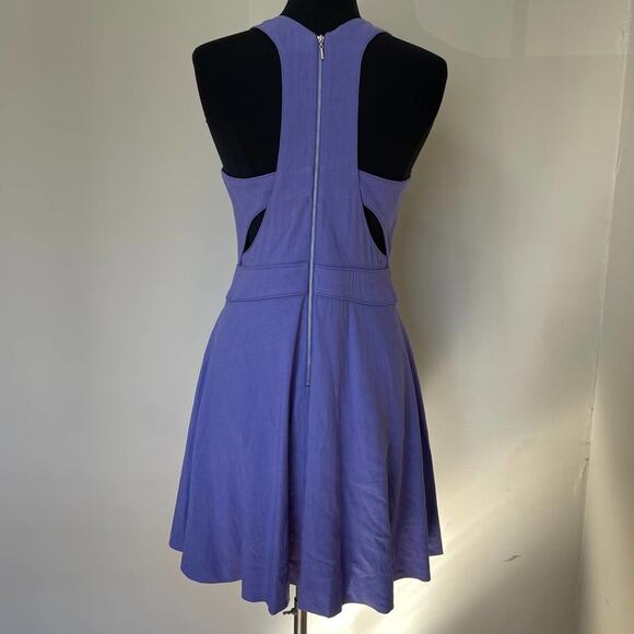 REBECCA TAYLOR Sleeveless Purple Linen Cutout Mini Fit Flare Dress Size 10 - Picture 6 of 13